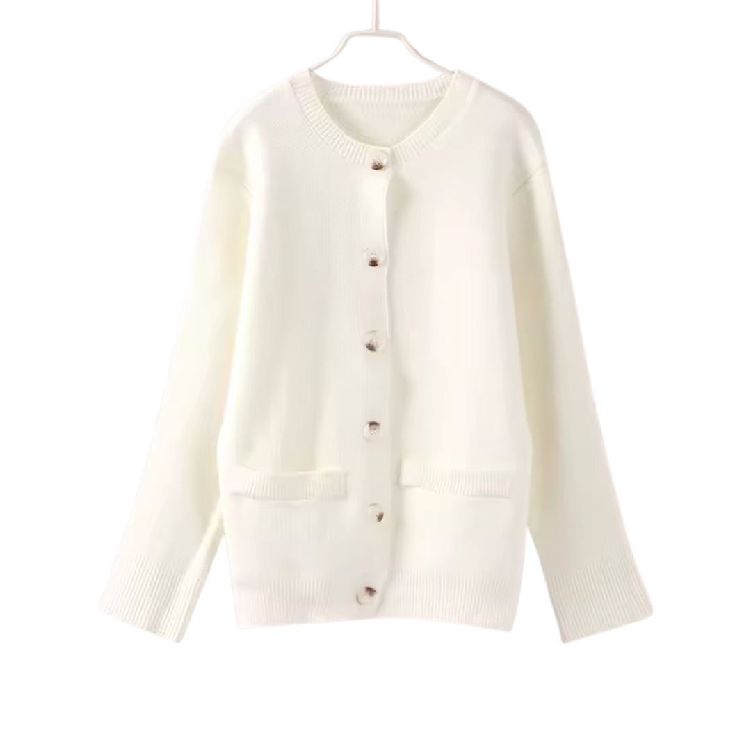 Elegante weiße Strickjacke