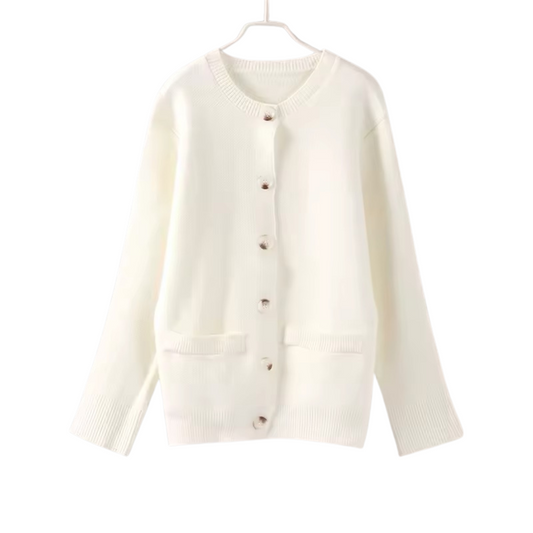 Elegante weiße Strickjacke