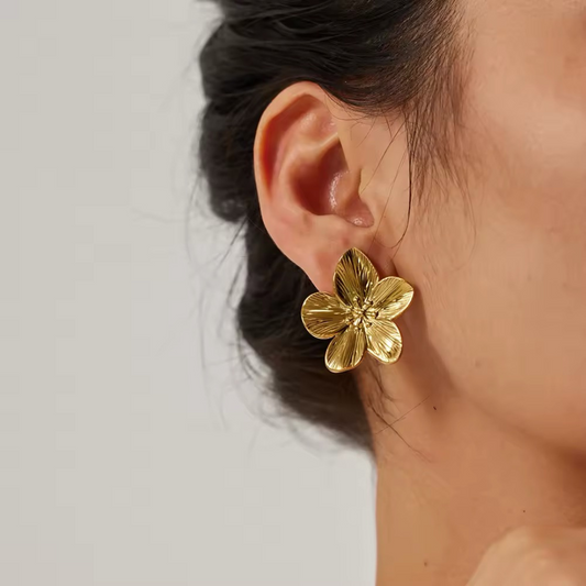 Goldene Blumen-Ohrringe