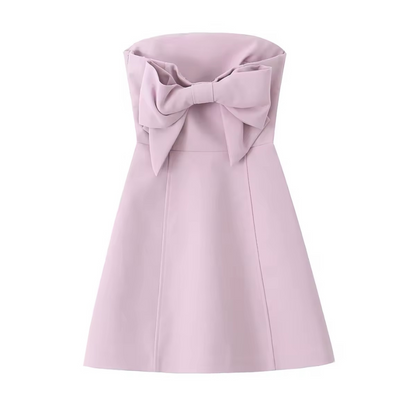 Trägerloses Kleid mit Schleife